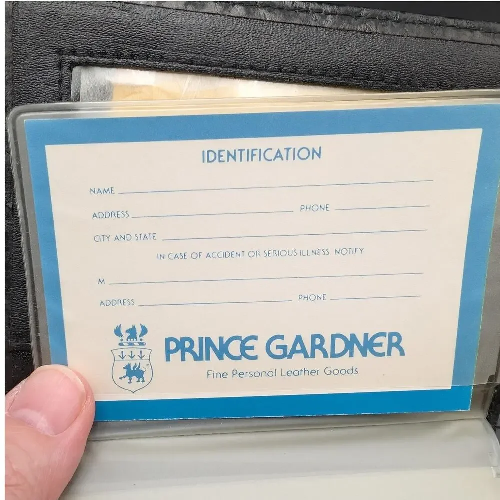 Vintage Prince Gardner Wallet Mens Black Leather Bi-Fold Billfold Preppy Casual